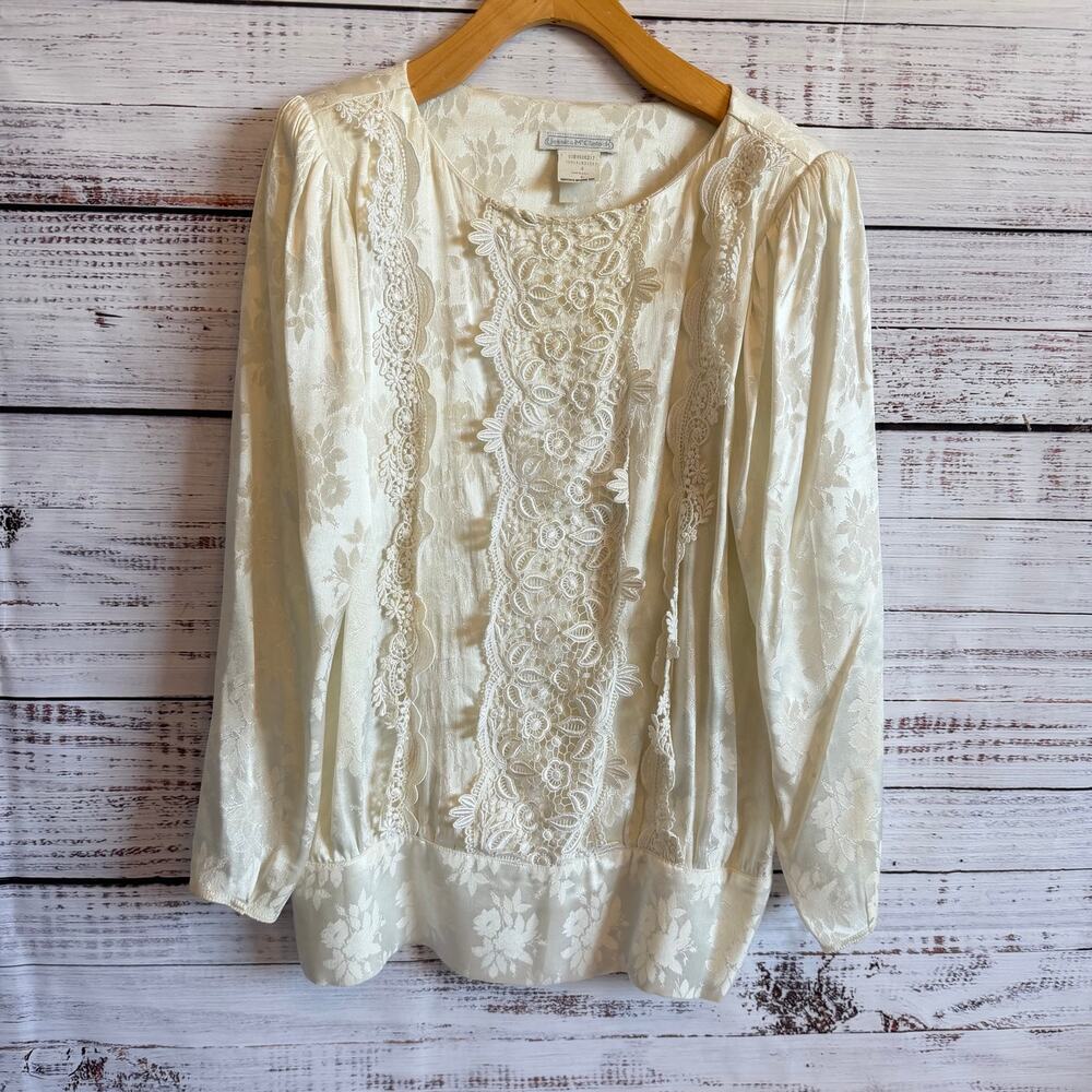 JESSICA MCCLINTOCK VINTAGE VICTORIAN STYLE BLOUSON LACE BLOUSE